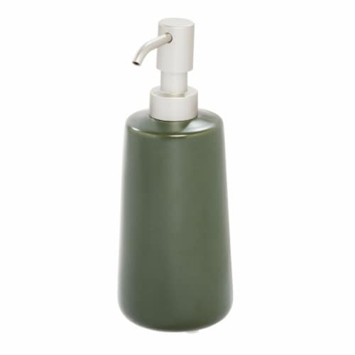 InterDesign Eco Vanity Ceramic Pump Soap Dispenser Tall Moss Perspective: front