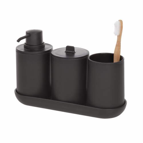 iDesign Cade Bath Accessories Set - Black Perspective: front