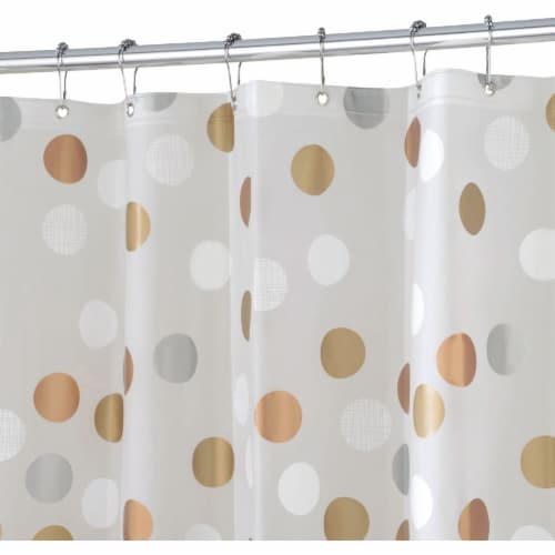 InterDesign Gilly Dot PEVA Shower Curtain - Bronze/Silver/White Perspective: front