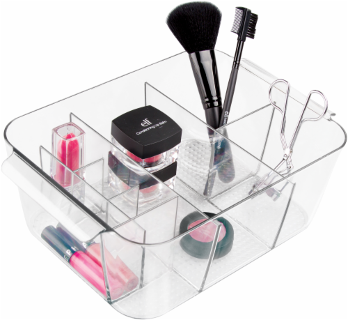 InterDesign Clarity Divided Cosmetic Bin - Clear Perspective: front