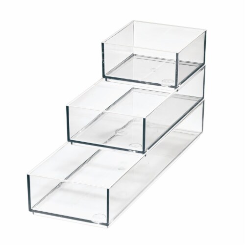 iDesign Stack & Slide Clear Organizers - Set of 3 Perspective: front