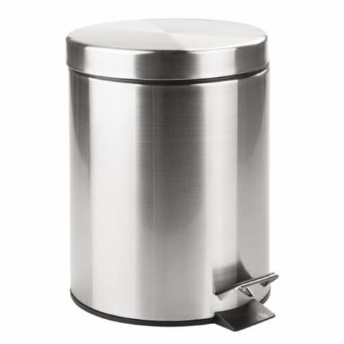 InterDesign Step Can with Bucket Insert - Brushed Nickel Perspective: front