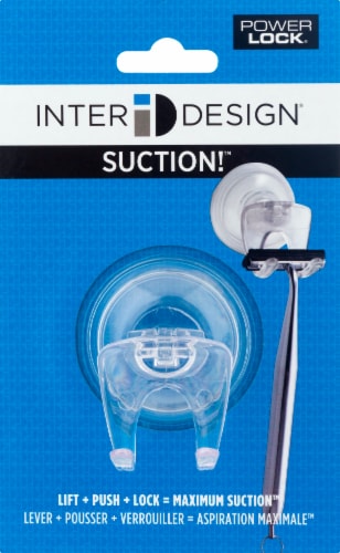 InterDesign Power-Lock Clear Suction Razor Holder Perspective: front