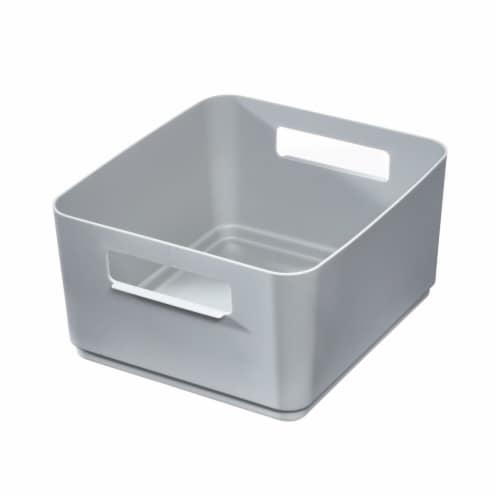 InterDesign Eco Recycled Plastic Medium Bin with Handles - Gray Perspective: front