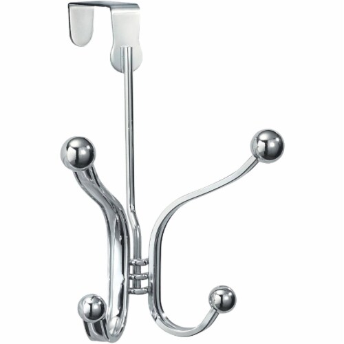 iDesign York Lyra Over-The-Door Chrome Quad Hook 53370 Perspective: front