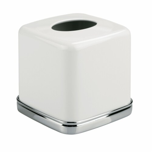 iDesign York Boutique Tissue Box Holder - White Perspective: front