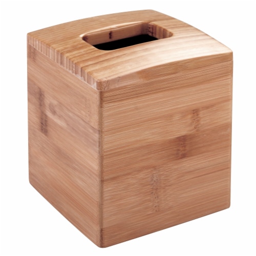 iDesign Formbu Bamboo Tissue Box Cover - Natural Perspective: front