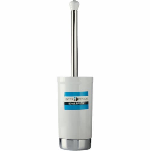 iDesign York Toilet Brush Holder Set - White/Chrome Perspective: front