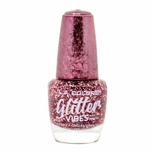 L.A. Colors Glitter Vibes Pink Bling Nail Polish Perspective: front