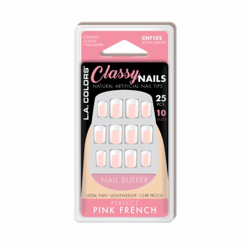 L.A, Colors Classy Nail Tips - Pink French Perspective: front