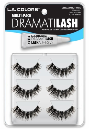 L.A. Colors® Dramatilash Multi-Pack False Eyelash Kit with Adhesive Perspective: front