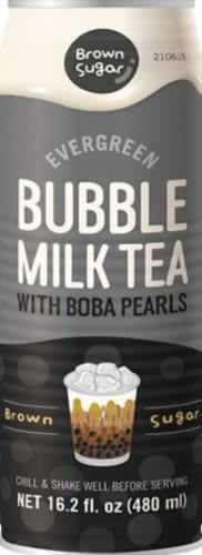 Evergreen Brown Sugar Bubble Milk Tea with Boba Pearls Perspective: front