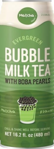 Evergreen Matcha Flavor Bubble Milk Tea With Boba Pearls Perspective: front