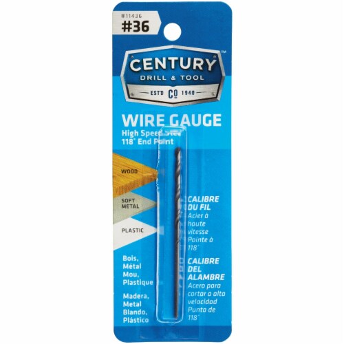 Century Drill & Tool Number 36 HSS Brite Drill Bit 11436 Perspective: front