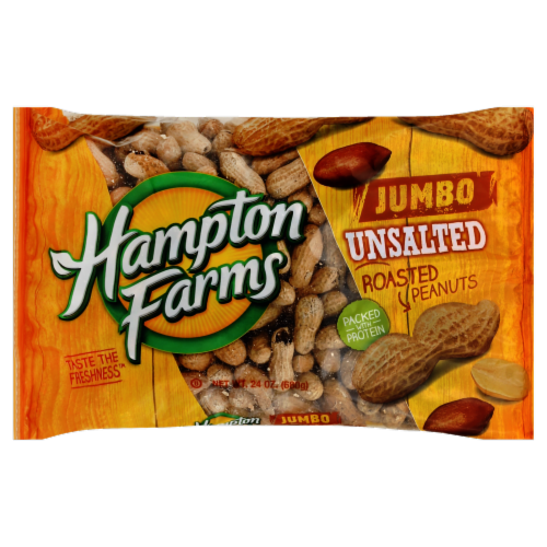 Hampton Farms Peanuts Jumbo Unsalted Roasted Peanuts Perspective: front