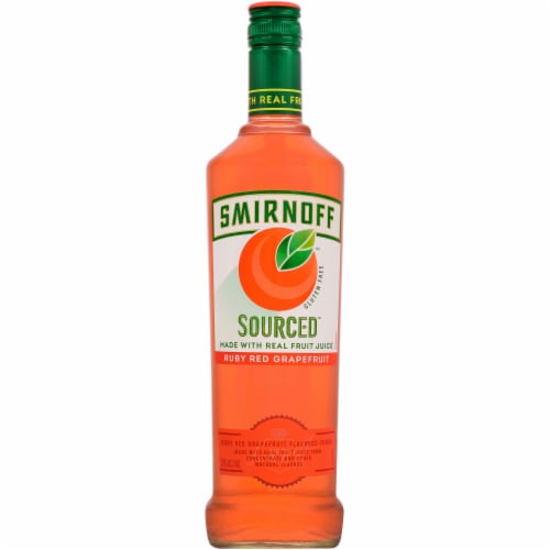 Smirnoff Sourced Ruby Red Grapefruit (Vodka Infused with Natural Flavors) Perspective: front