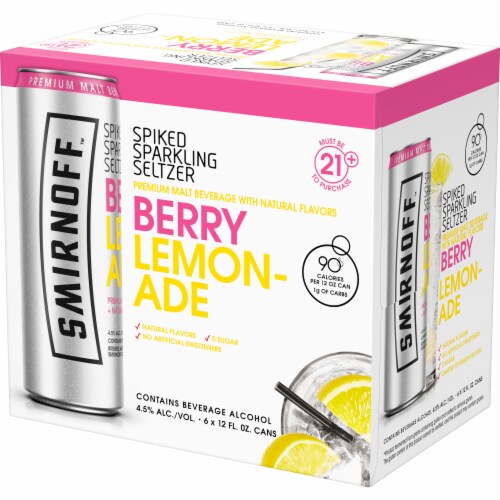 Smirnoff Berry Lemonade Spiked Sparkling Seltzer Perspective: front