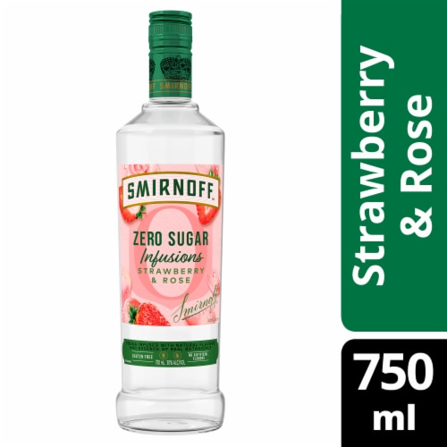 Smirnoff Zero Sugar Infusions Strawberry & Rose (Vodka Infused With Natural Flavors) Perspective: front