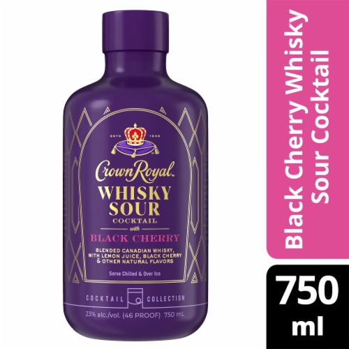 Crown Royal Whisky Sour Cocktail with Black Cherry Perspective: front