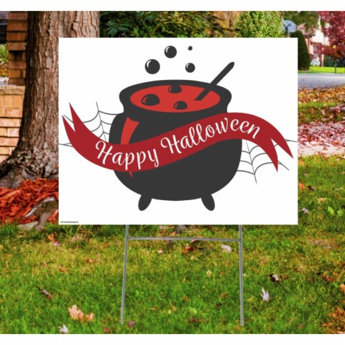 Advanced Graphics  23 x 18 in. Happy Halloween Cauldron 6 Yard Sign Perspective: front