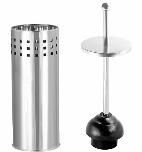 Toilet Plunger with Holder for Bathroom, Multi Drain Suitable for Bathtubs, Quick Dry, Chrome Perspective: front