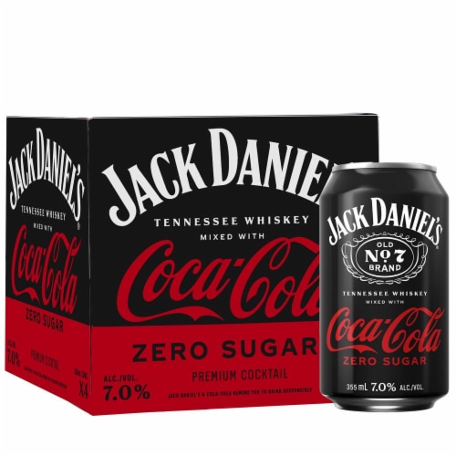 Jack Daniel's Tennessee Whiskey & Coca-Cola Ready to Drink Cocktail, 4 cans  / 12 fl oz - Gerbes Super Markets