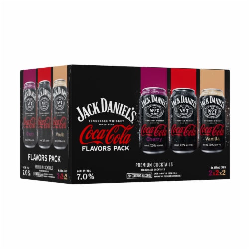 Jack Daniel's® and Coca-Cola Canned Whiskey Cocktails Variety Pack Perspective: front