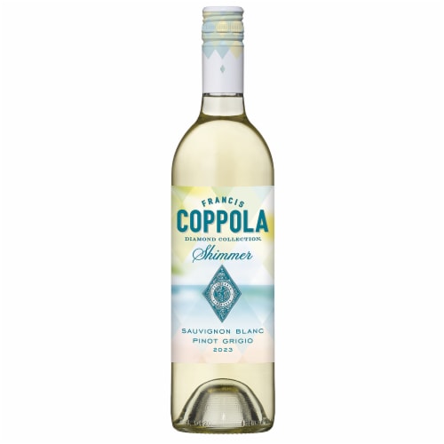 Coppola Diamond Collection Shimmer Sauvignon Blanc Pinot Grigio White Wine, California, 12.0% ABV Perspective: front