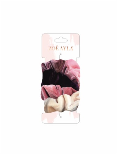 Zoe Ayla Light & Pink Velvet Scrunchies Perspective: front
