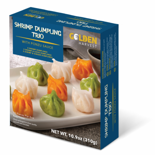 Golden Harvest Shrimp Dumpling Trio with Ponzu Sauce Perspective: front