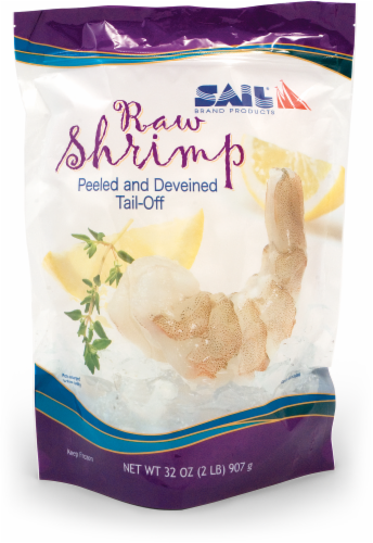 Sail Peeled and Deveined Tail-Off Raw Shrimp Perspective: front