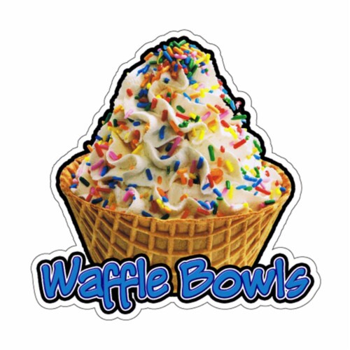 SignMission Waffle Bowls Concession Decal - Soft Serve Ice Cream