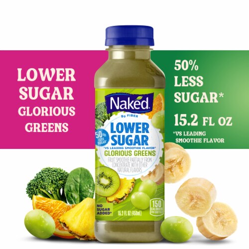 Naked Juice Lower Sugar Glorious Greens Flavored Smoothie Blend Perspective: front