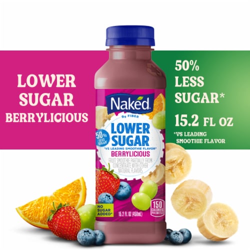 Naked Juice Lower Sugar Berrylicious Flavored Smoothie Blend Perspective: front