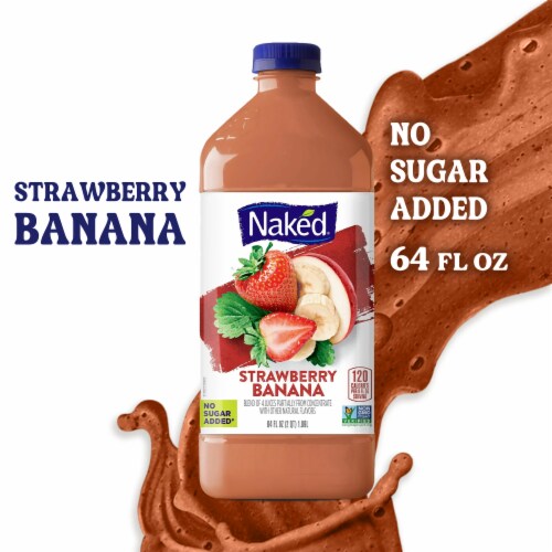 Naked Juice Strawberry Banana Flavored 100% Fruit Smoothie Blend Perspective: front
