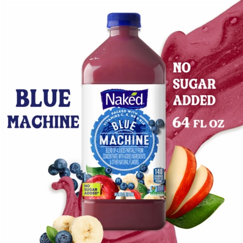 Naked Juice Blue Machine No Sugar Added 100% Juice Smoothie Drink Perspective: front