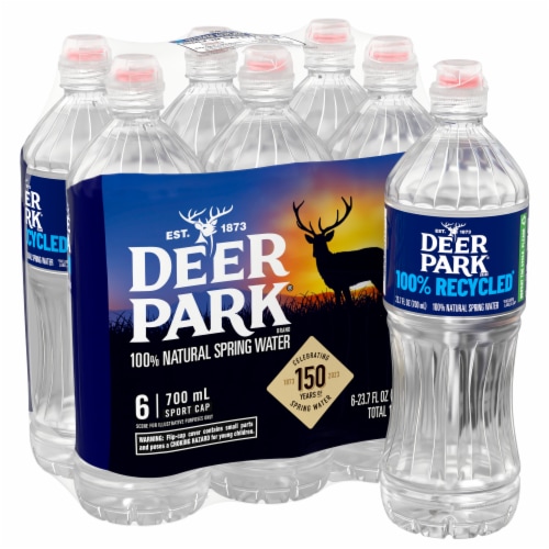 Poland Spring Deer Park 100% Natural Spring Water Bottle Perspective: front