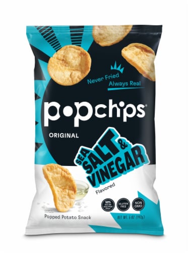 popchips® Original Sea Salt & Vinegar Popped Potato Snack Perspective: front