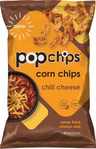 popchips® Chili Cheese Popped Corn Chip Snacks Perspective: front