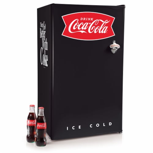 Coca-Cola Refrigerator with Freezer - Black Perspective: front