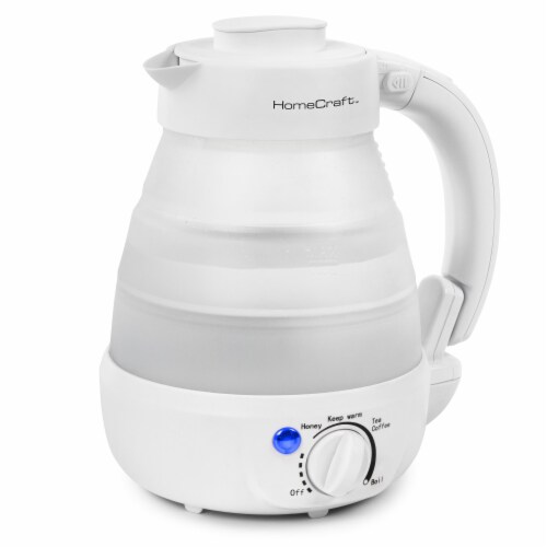HomeCraft Collapsible Electric Water Kettle - White Perspective: front