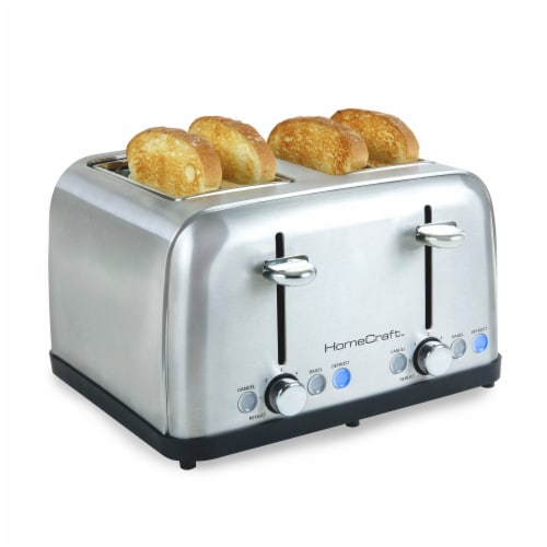 HomeCraft Stainless Steel 4-Slice Toaster - Silver Perspective: front