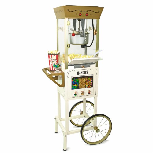 Nostalgia Candy & Snack Dispensing Popcorn Cart - Ivory Perspective: front