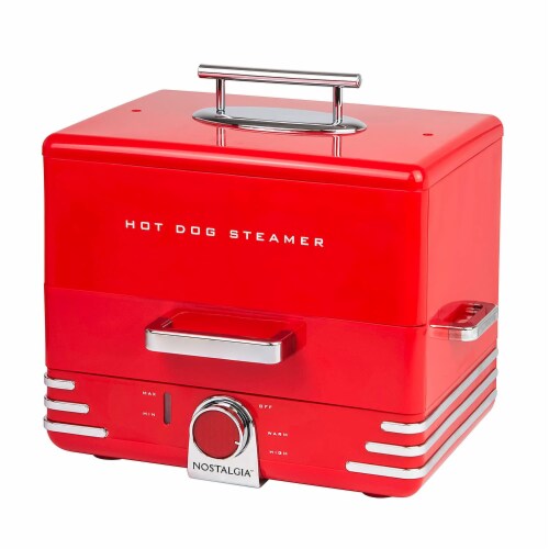 Nostalgia Large Diner Style Hot Dog Steamer Perspective: front