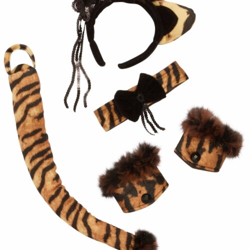 Rubies 402742 Tiger Kitty Accessory Kit, Yellow & Brown - One Size Perspective: front