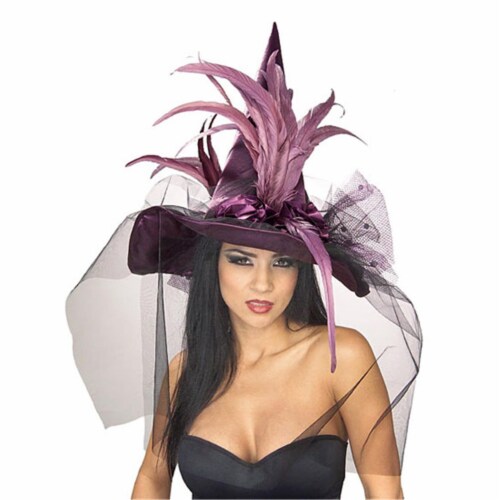 Witch Hat Adult Purple Feathers Witch Hat Adult Purple Feathers
