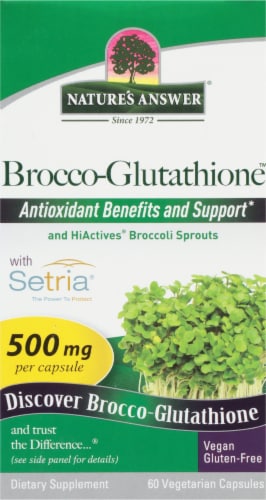 Nature's Answer Brocco-Glutathione Vegetarian Caps 500mg Perspective: front