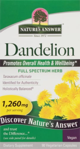 Nature's Answer Dandelion Root Vegetarian Capsules Perspective: front