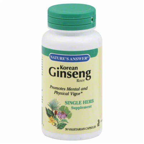 Natures Answer Korean Ginseng Root Vegetarian Capsules Perspective: front