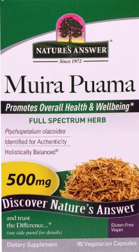 Nature's Answer Muira Puama Vegetarian Capsules 500mg Perspective: front